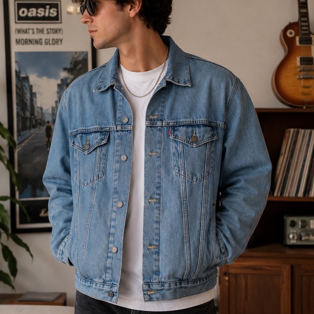 Levi's Men's XL Light Wash Denim Trucker Jacket 100% Cotton Y2K americana